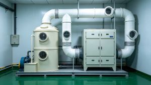 Should laboratory exhaust be connected to waste gas treatment: How to connect fume hood exhaust with spray tower activated carbon